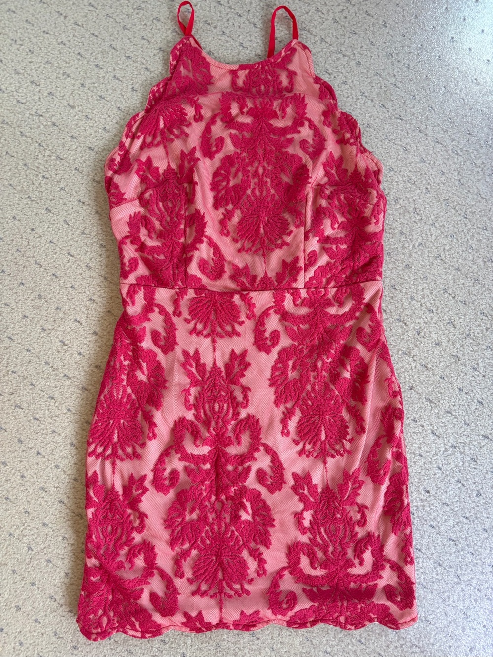 Xenia Boutique Inka Red Lace Halter Cross Tie Back Cocktail Mini Dress Size 8